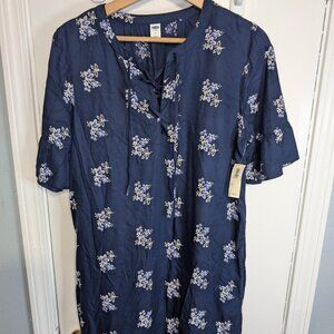 Old Navy Navy Blue Knee Length Floral Dress NWT Size M